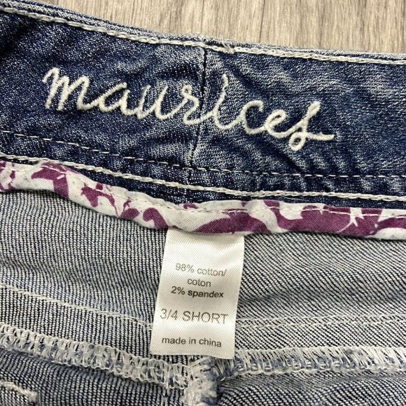 MAURICES Boot Cut Low Rise Med Wash Stretch Blue Denim Jeans Women's 3/4 Short - Picture 6 of 10